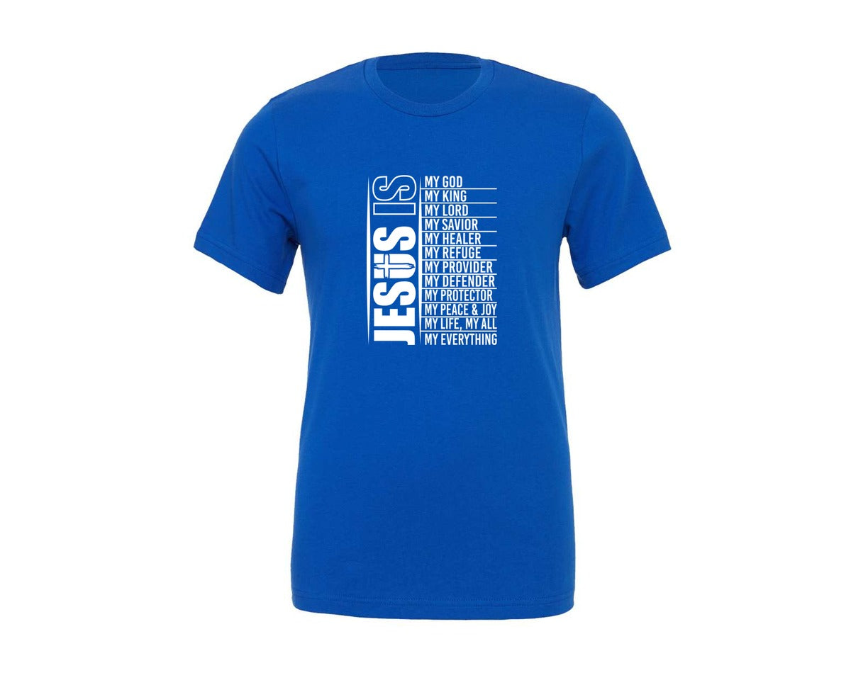 brand:Generic|color:True Royal Blue|jesus-is-my-good-funny-tshirt-design-graphic-t-shirt