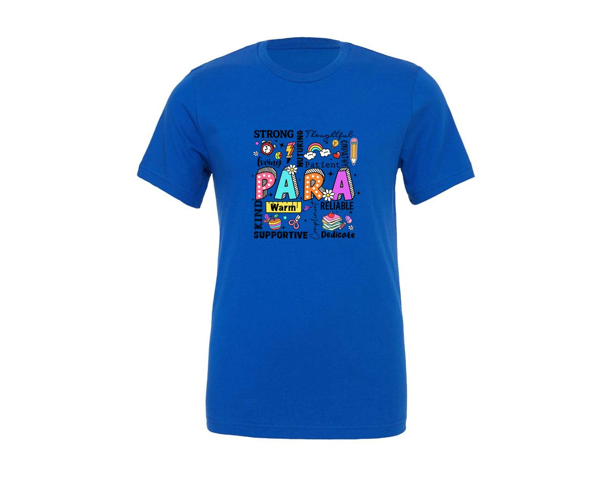 brand:Generic|color:True Royal Blue|para-teacher-teacher-doodles-graphic-t-shirt