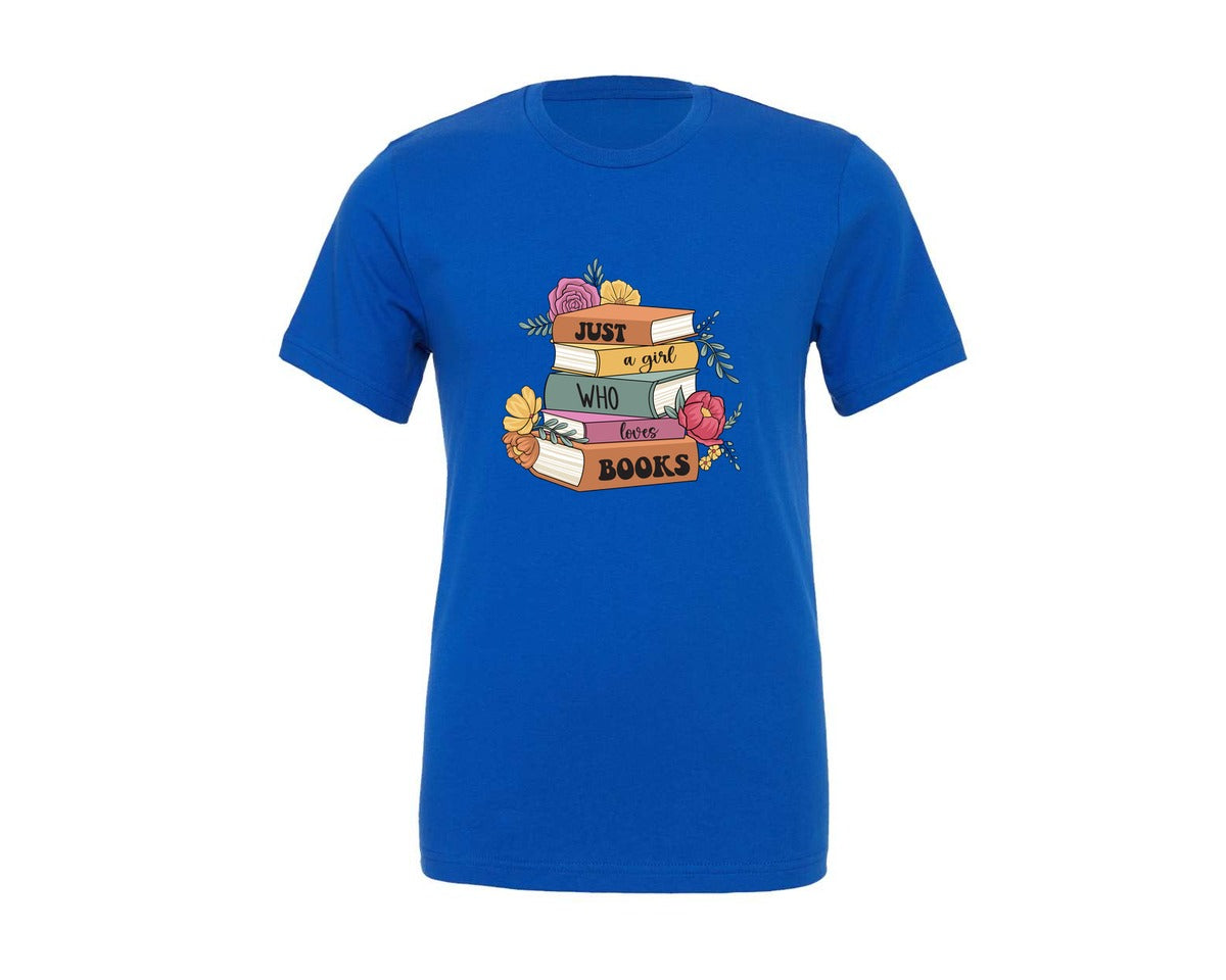 brand:Generic|color:True Royal Blue|vintage-book-lovers-graphic-t-shirt