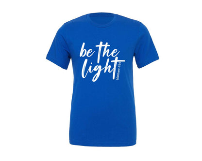 brand:Generic|color:True Royal Blue|be-the-light-jesus-faith-graphic-t-shirt