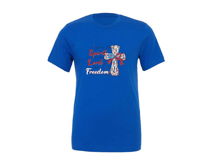 brand:Generic|color:True Royal Blue|freedom-bible-verse-cross-patriotic-bow-graphic-t-shirt