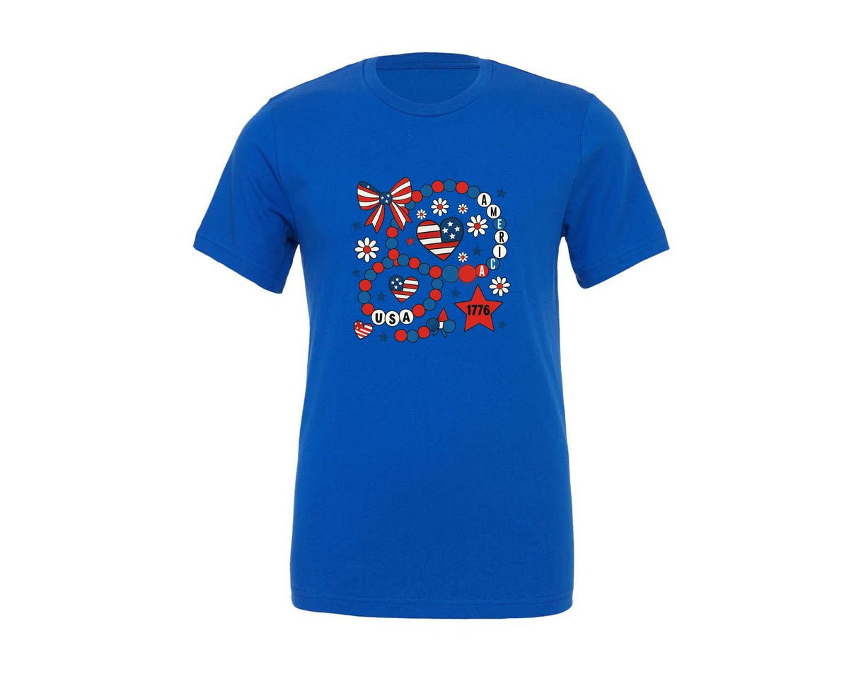 brand:Generic|color:True Royal Blue|america-friendship-bracelet-4th-of-graphic-t-shirt