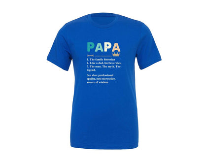 brand:Generic|color:True Royal Blue|papa-definition-funny-fathers-day-graphic-t-shirt