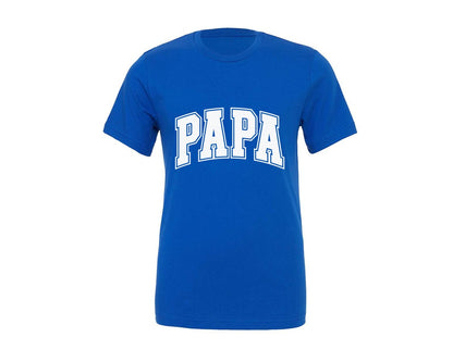 brand:Generic|color:True Royal Blue|papa-varsity-grandpa-daddy-dad-graphic-t-shirt