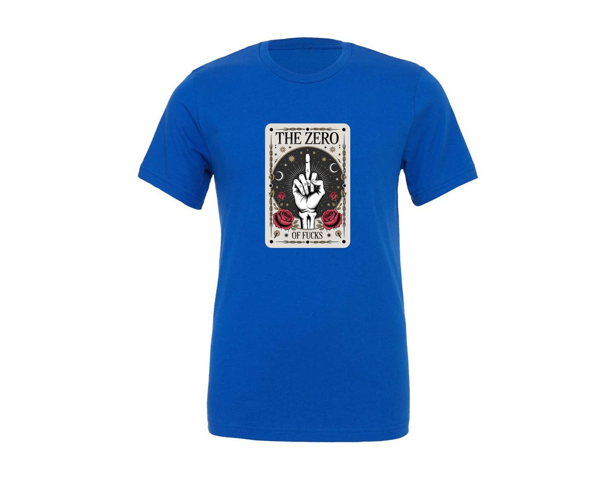brand:Generic|color:True Royal Blue|tarot-skeleton-zero-card-humor-graphic-t-shirt