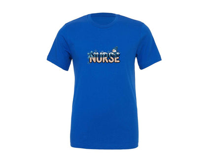 brand:Generic|color:True Royal Blue|nurse-winter-cozy-season-snowman-shirt-graphic-t-shirt