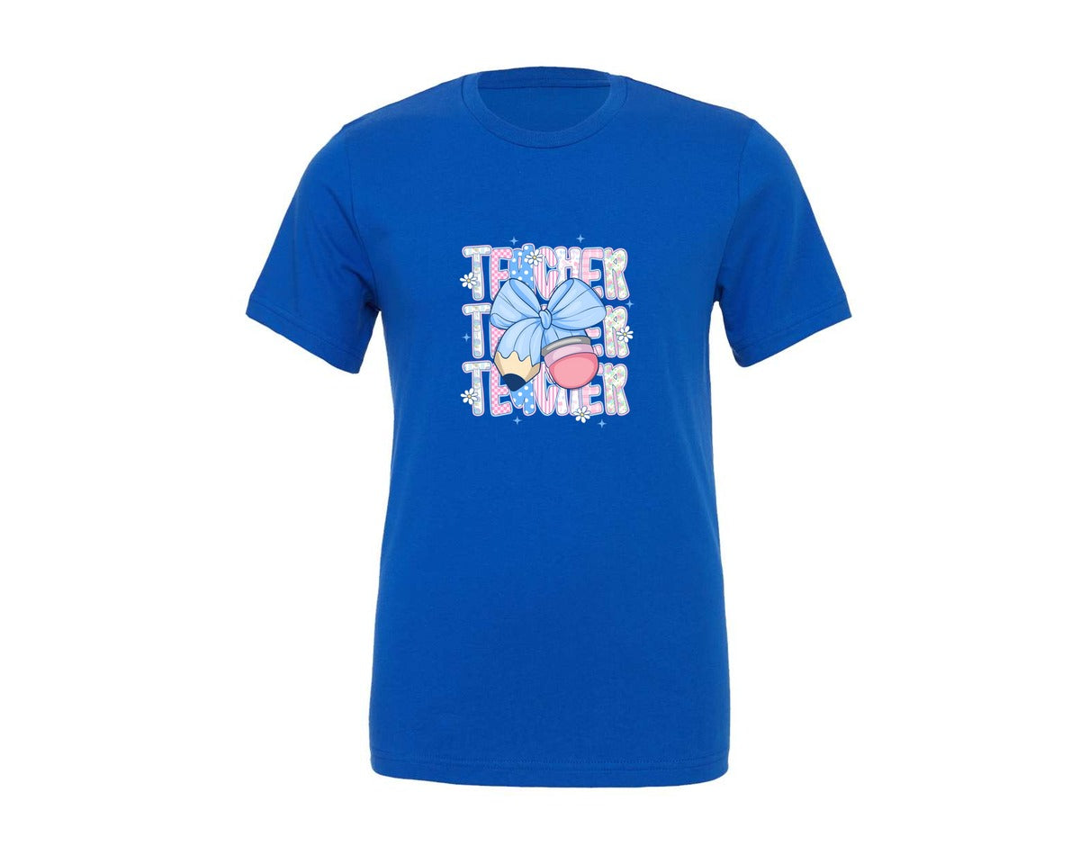 brand:Generic|color:True Royal Blue|preppy-teacher-coquette-teacher-3-graphic-t-shirt