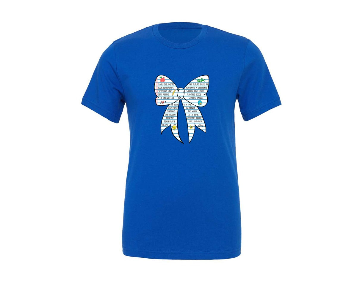 brand:Generic|color:True Royal Blue|coquette-teacher-teach-love-inspire-2-graphic-t-shirt