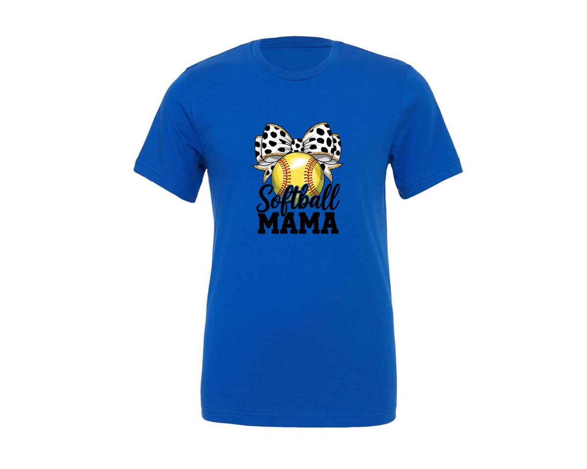 brand:Generic|color:True Royal Blue|cute-leopard-bow-softball-mom-sports-mom-2-graphic-t-shirt