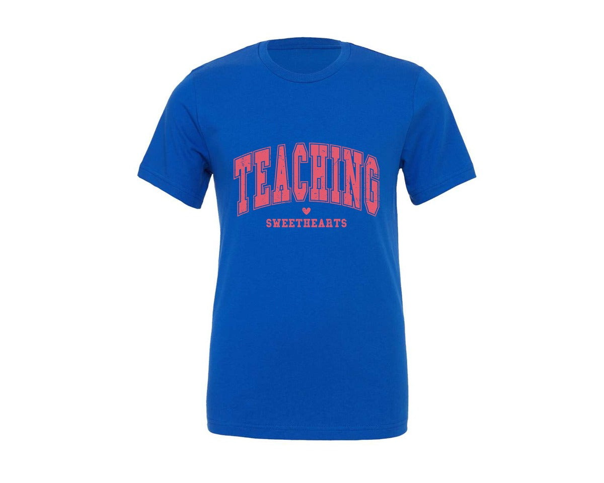 brand:Generic|color:True Royal Blue|retro-teacher-valentine-graphic-t-shirt