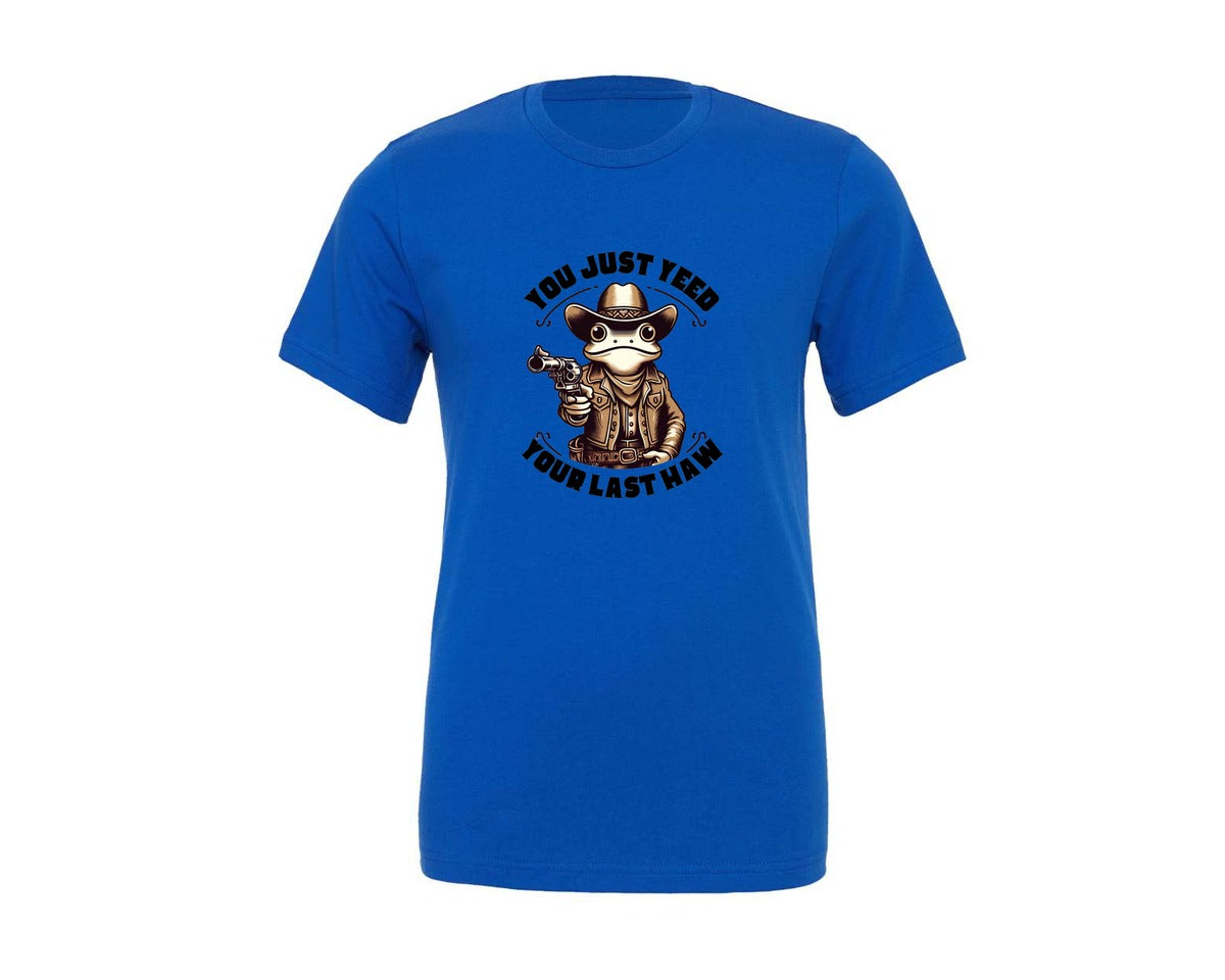 brand:Generic|color:True Royal Blue|funny-frog-cowboy-western-style-cow-graphic-t-shirt