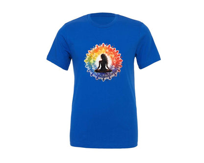 brand:Generic|color:True Royal Blue|yoga-serenity-art-graphic-t-shirt
