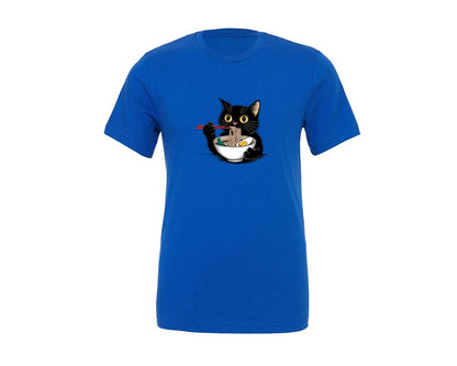 brand:Generic|color:True Royal Blue|ramen-lover-black-cat-tee-graphic-t-shirt