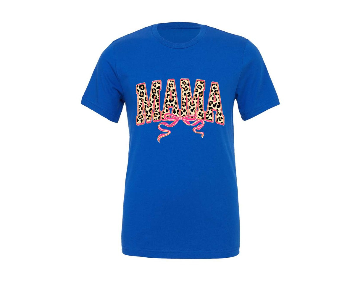 brand:Generic|color:True Royal Blue|mama-leopard-print-preppy-coquette-graphic-t-shirt