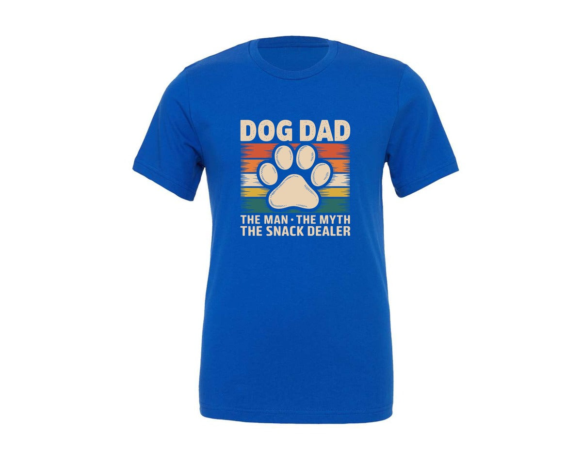 brand:Generic|color:True Royal Blue|dog-dad-the-man-myth-snack-dealer-graphic-t-shirt