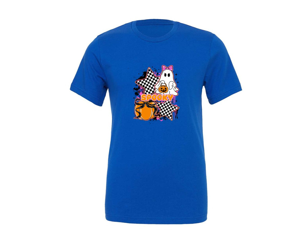 brand:Generic|color:True Royal Blue|retro-spooky-ghost-cute-halloween-graphic-t-shirt