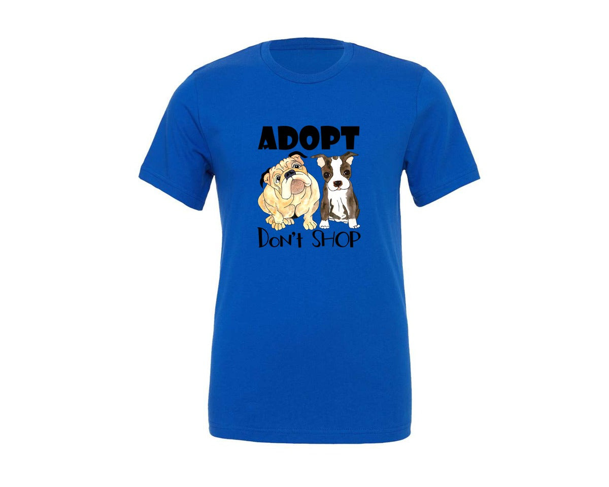 brand:Generic|color:True Royal Blue|adopt-dont-shop-dogs-print-graphic-t-shirt
