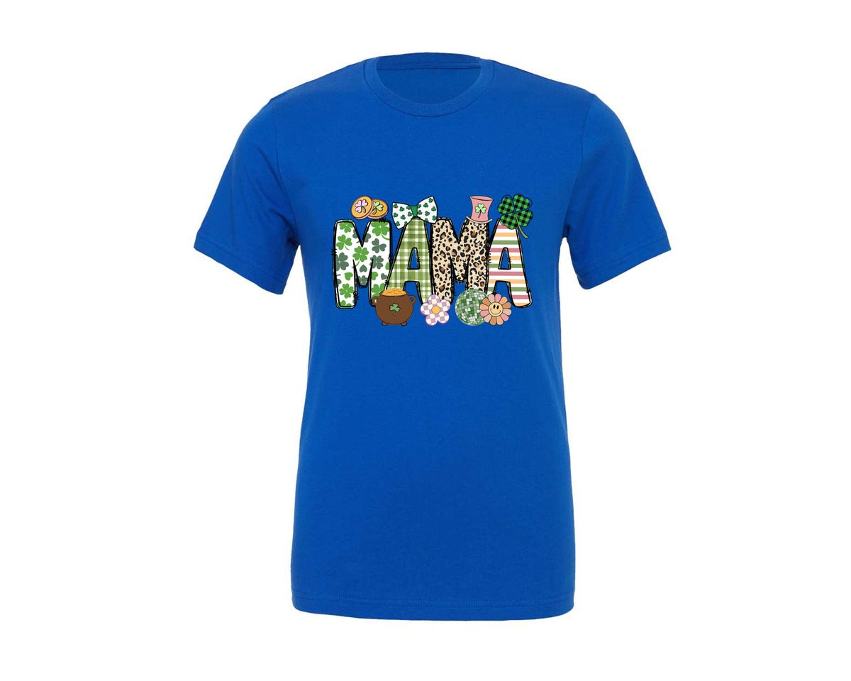 brand:Generic|color:True Royal Blue|mama-st-patricks-day-lettered-doodle-graphic-t-shirt
