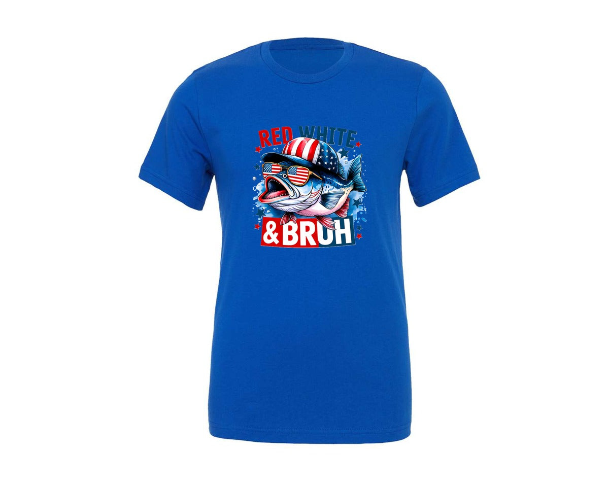 brand:Generic|color:True Royal Blue|4th-of-july-fishing-red-white-bruh-2-graphic-t-shirt