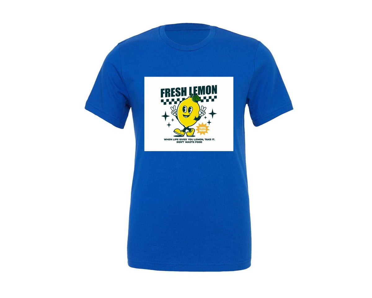 brand:Generic|color:True Royal Blue|lemon-cartoon-character-retro-design-graphic-t-shirt