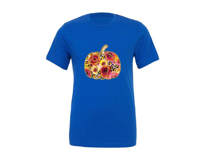 brand:Generic|color:True Royal Blue|floral-fall-leopard-pumpkin-graphic-t-shirt