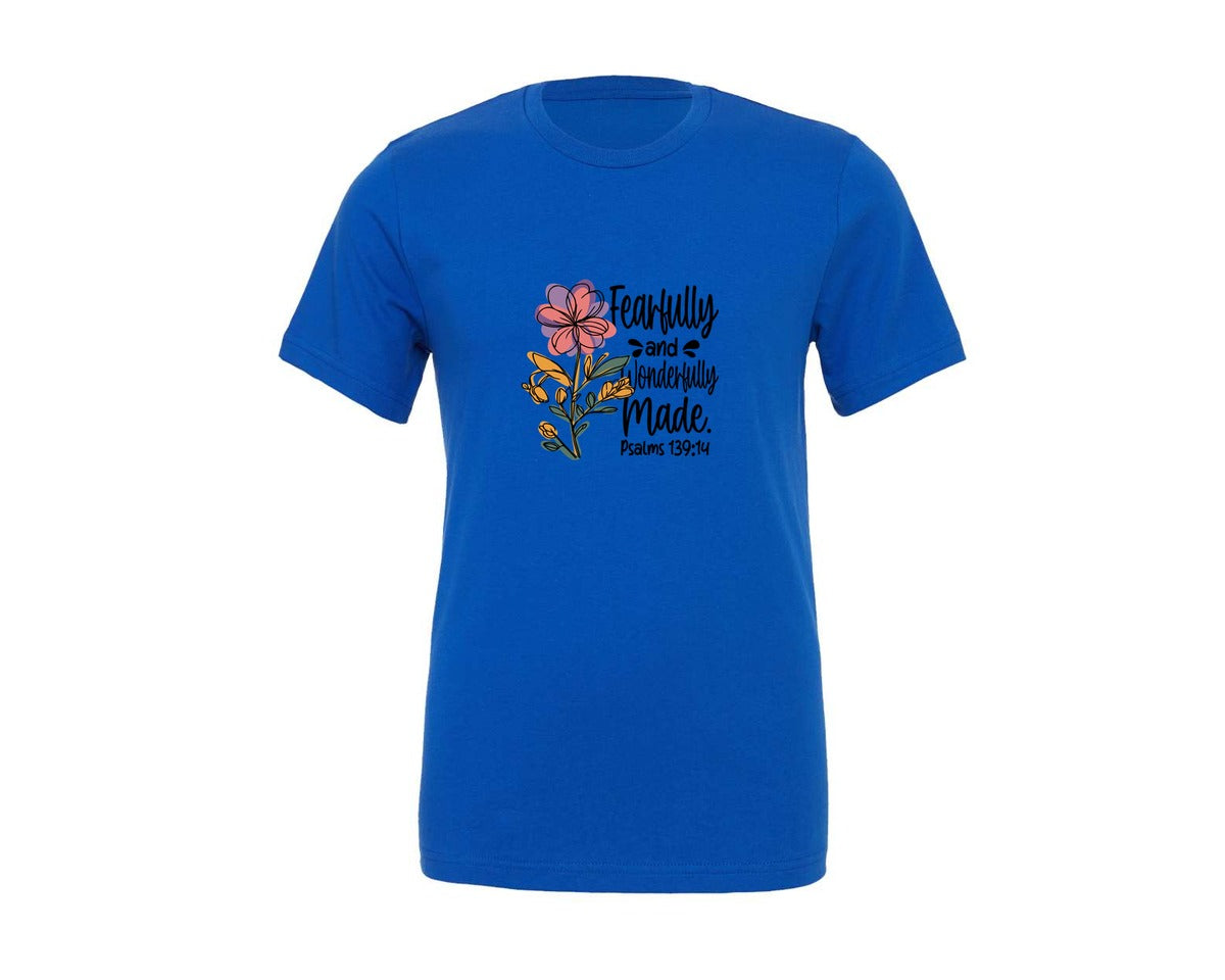 brand:Generic|color:True Royal Blue|boho-christian-floral-christian-graphic-t-shirt