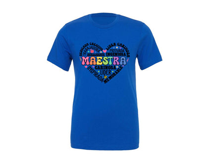 brand:Generic|color:True Royal Blue|maestra-spanish-teacher-heart-graphic-t-shirt