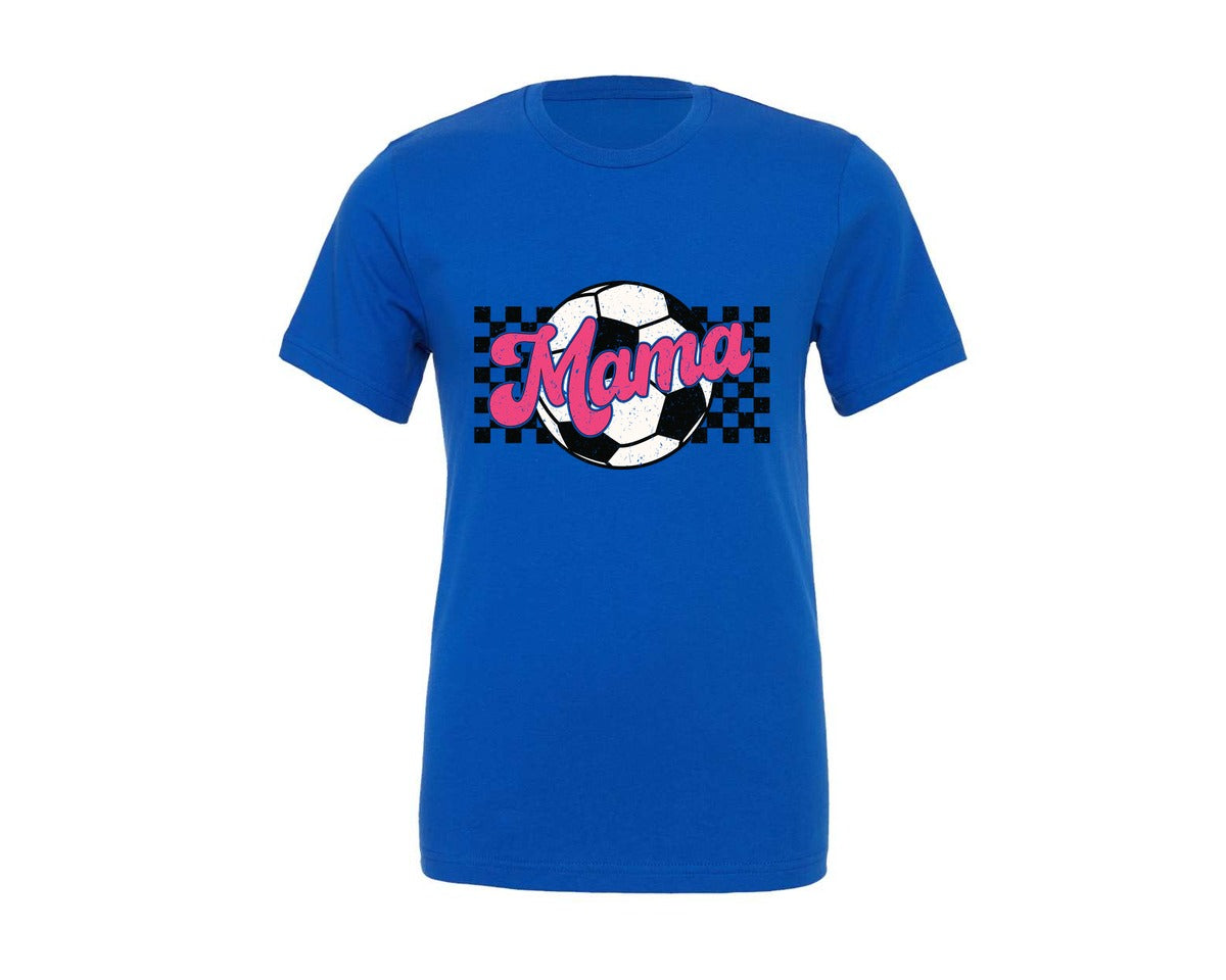 brand:Generic|color:True Royal Blue|soccer-mama-checkered-soccer-mom-graphic-t-shirt