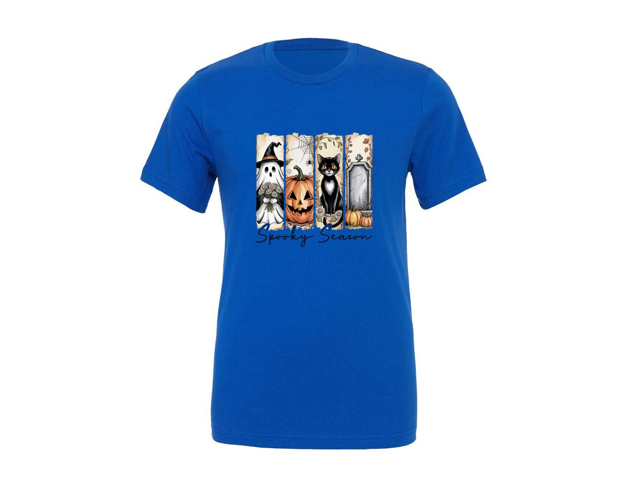 brand:Generic|color:True Royal Blue|spooky-season-brushstroke-halloween-graphic-t-shirt