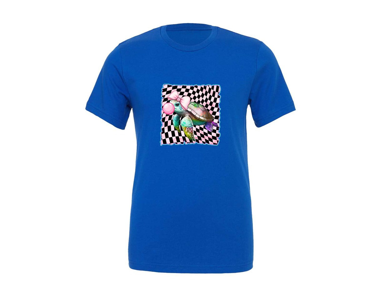 brand:Generic|color:True Royal Blue|retro-summer-sea-turtle-beach-graphic-t-shirt