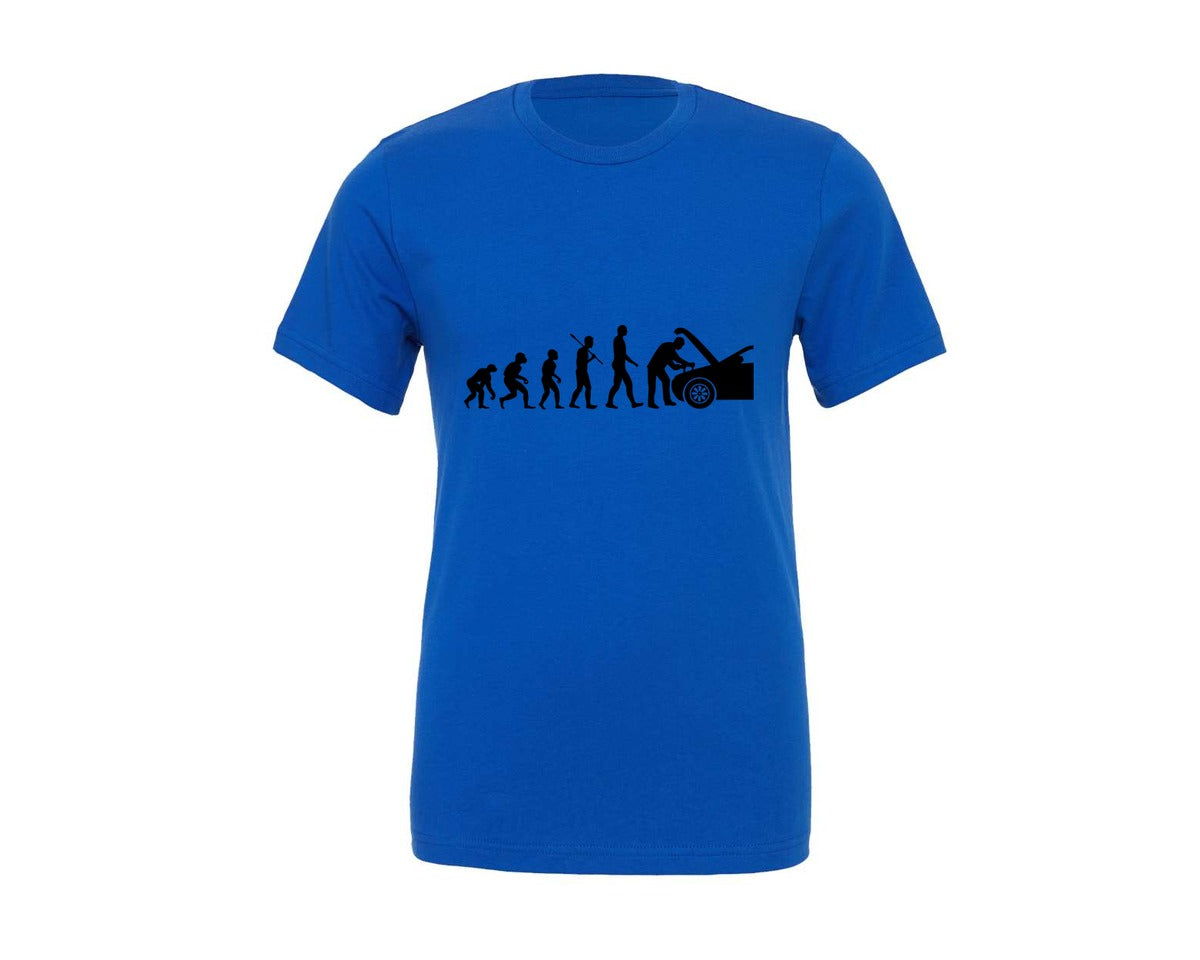 brand:Generic|color:True Royal Blue|car-mechanic-evolution-graphic-t-shirt