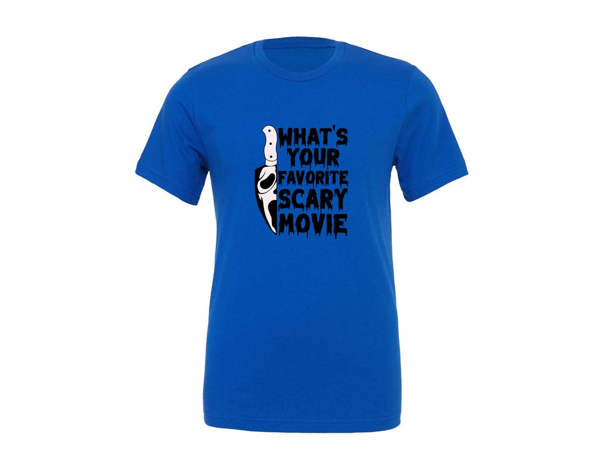 brand:Generic|color:True Royal Blue|whats-your-favorite-scary-movie-scream-graphic-t-shirt