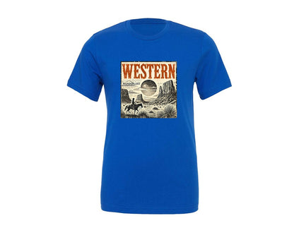 brand:Generic|color:True Royal Blue|american-western-country-cowboy-graphic-t-shirt