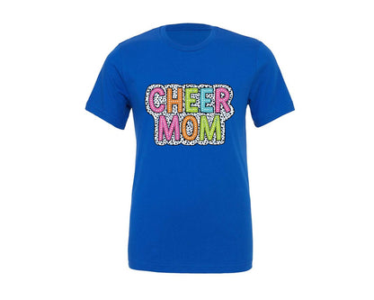 brand:Generic|color:True Royal Blue|cheer-mom-dalmatian-dots-doodle-mama-graphic-t-shirt