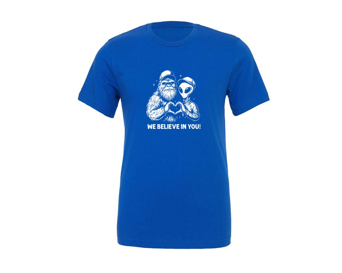 brand:Generic|color:True Royal Blue|alien-bigfoot-heart-hands-cryptid-funny-graphic-t-shirt