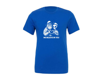 brand:Generic|color:True Royal Blue|alien-bigfoot-heart-hands-cryptid-funny-graphic-t-shirt