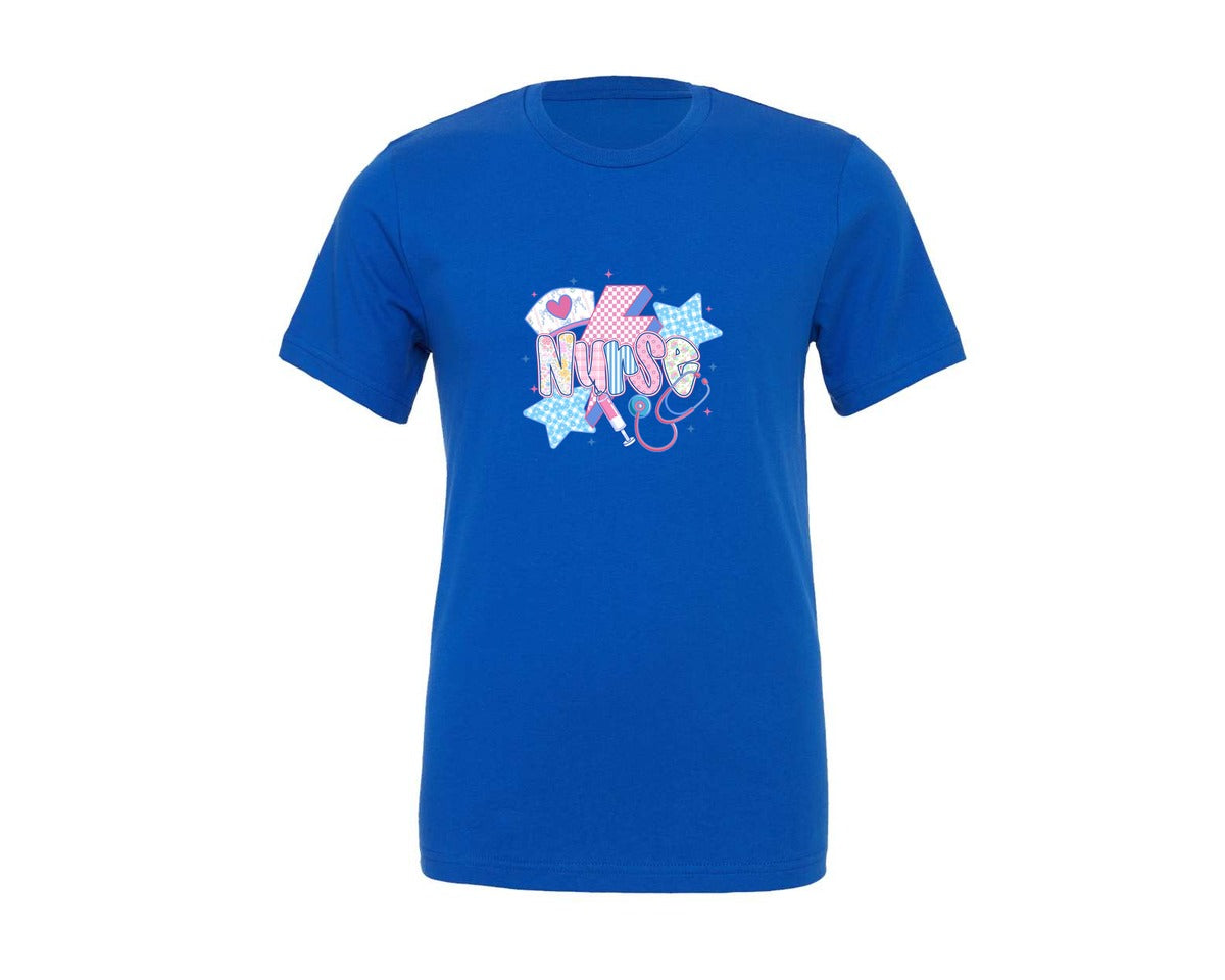 brand:Generic|color:True Royal Blue|preppy-nurse-coquette-graphic-t-shirt