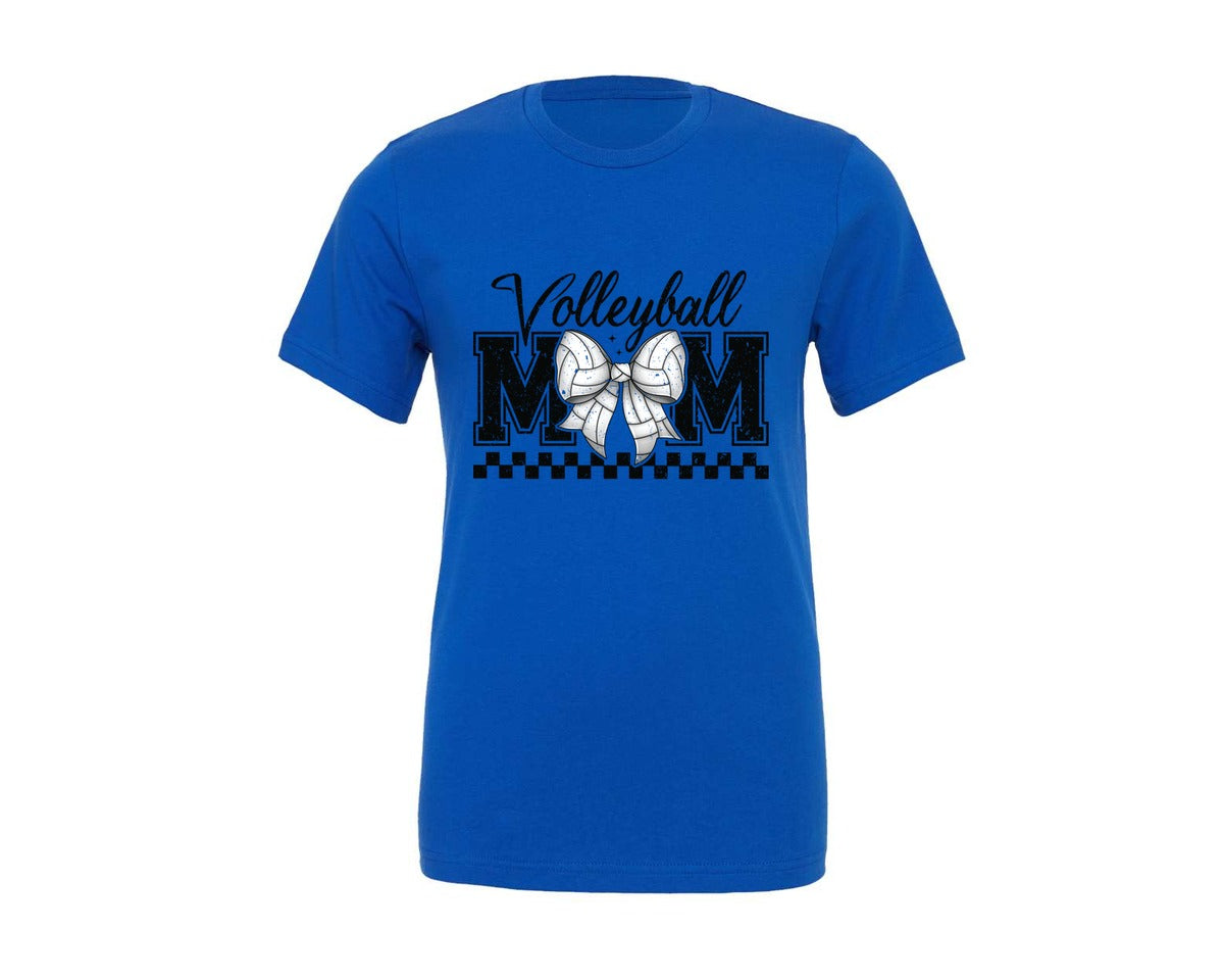 brand:Generic|color:True Royal Blue|coquette-volleyball-mom-sport-bow-graphic-t-shirt