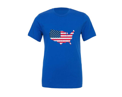 brand:Generic|color:True Royal Blue|distressed-usa-vintage-flag-map-design-graphic-t-shirt