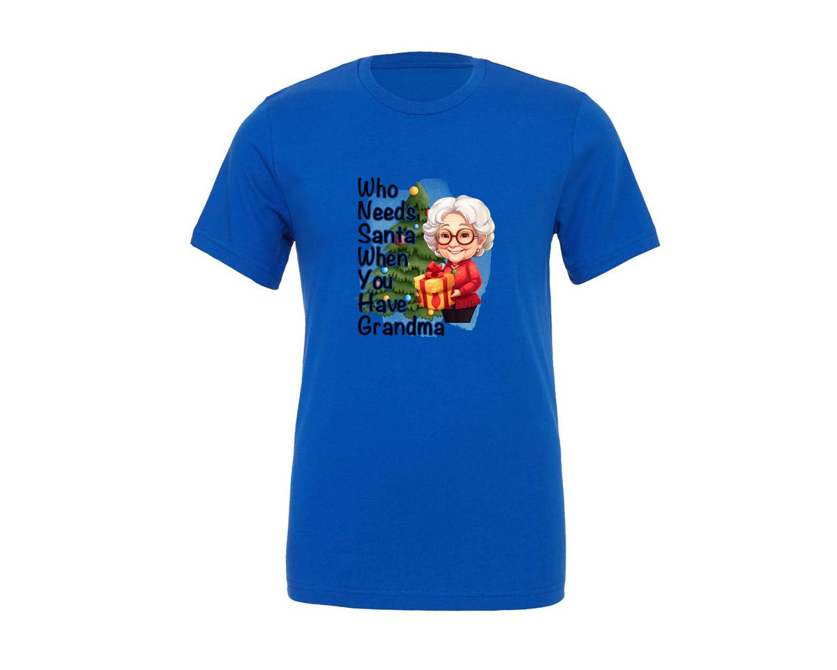 brand:Generic|color:True Royal Blue|christmas-grandma-funny-santa-saying-graphic-t-shirt