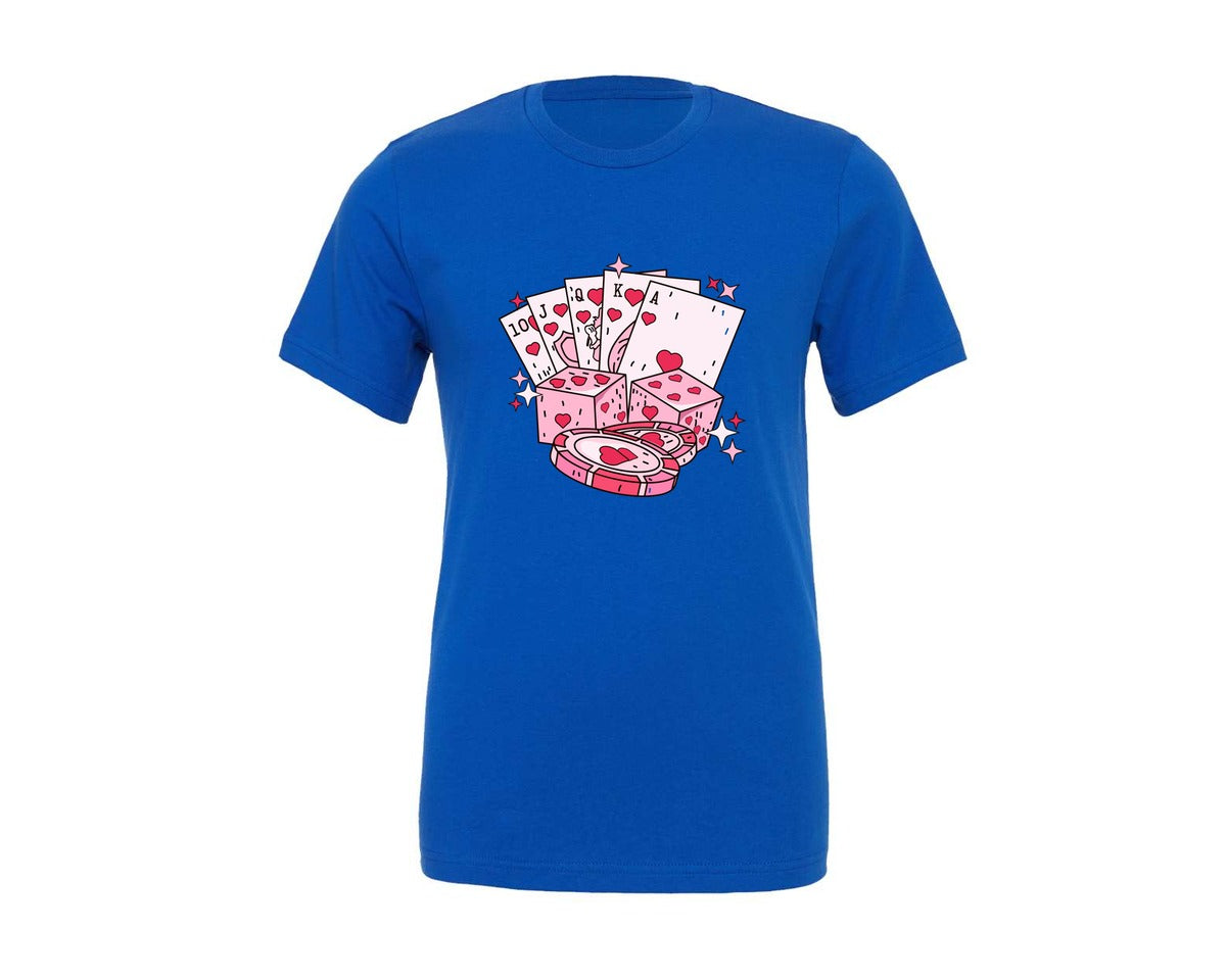 brand:Generic|color:True Royal Blue|feeling-lucky-valentine-pocket-graphic-t-shirt