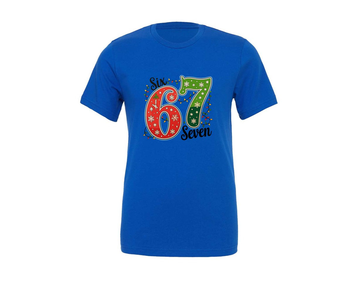 brand:Generic|color:True Royal Blue|six-seven-67-6-7-christmas-xmas-meme-graphic-t-shirt