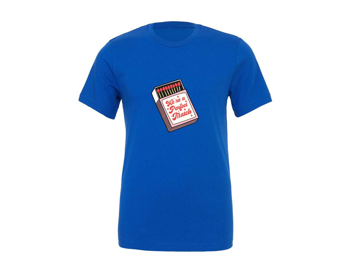 brand:Generic|color:True Royal Blue|retro-valentines-day-perfect-match-2-graphic-t-shirt
