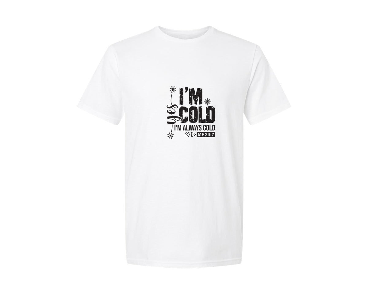 brand:Generic|color:White|yes-im-cold-funny-christmas-graphic-t-shirt