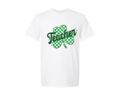brand:Generic|color:White|teacher-st-patricks-day-shamrock-lucky-graphic-t-shirt