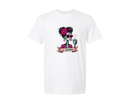 brand:Generic|color:White|la-chismosa-latina-mexican-sugar-skull-graphic-t-shirt