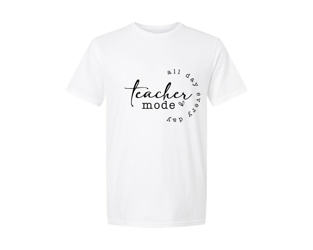 brand:Generic|color:White|teacher-mode-all-day-every-day-teacher-2-graphic-t-shirt
