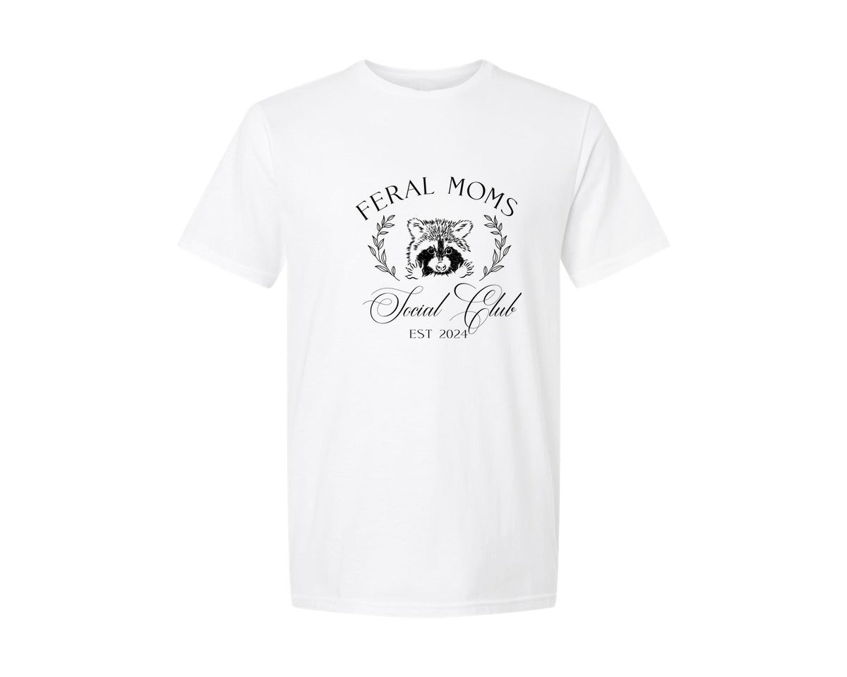 brand:Generic|color:White|feral-mom-social-club-funny-raccoon-graphic-t-shirt