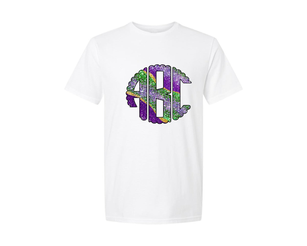 brand:Generic|color:White|mardi-gras-marble-circle-monogram-doodle-graphic-t-shirt