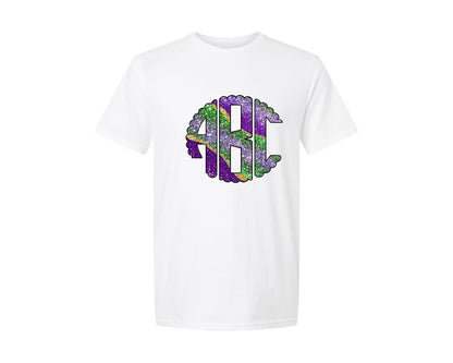 brand:Generic|color:White|mardi-gras-marble-circle-monogram-doodle-graphic-t-shirt